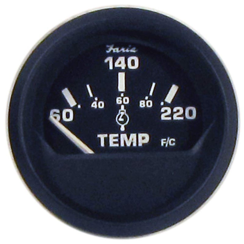 Faria Beede "12819 Euro Cylinder Head Temperature Gauge with Sender (60-220Â°F) - 2"", Black